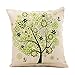 Vanki Pastoral Style Cotton Linen Square Decorative Throw Pillow Case Cushion Cover 18X 18 inches, green Tree of Life