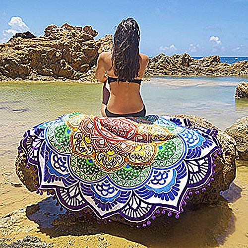Strandtuch Mandala Wandtuch Beach towel runderes Umschlagtuch Schal für Sommer Tischdeck Beach Picknick Teppich Yoga-Matte Indischen Handtuch Polyester-/Chiffonstoff Dünn - 5