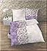 Produktbild IDO Mako Satin Bettwäsche 2 teilig Bettbezug 135 x 200 cm Kopfkissenbezug 80 x 80 cm lila Abstrakt