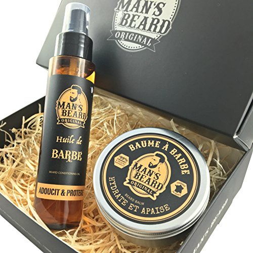 man's beard - fabrication française - coffret avec baume à barbe 90ml et huile à barbe 75ml
