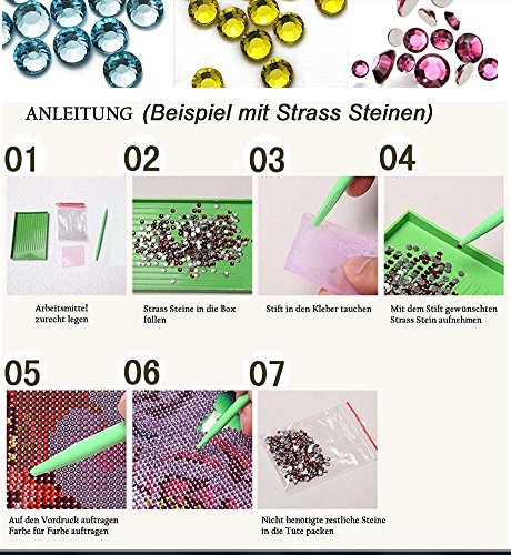 Set Diamond Painting Strass Mosaik Bild Basteln Bastelset Steine Pferde Strand 25x21cm - 2