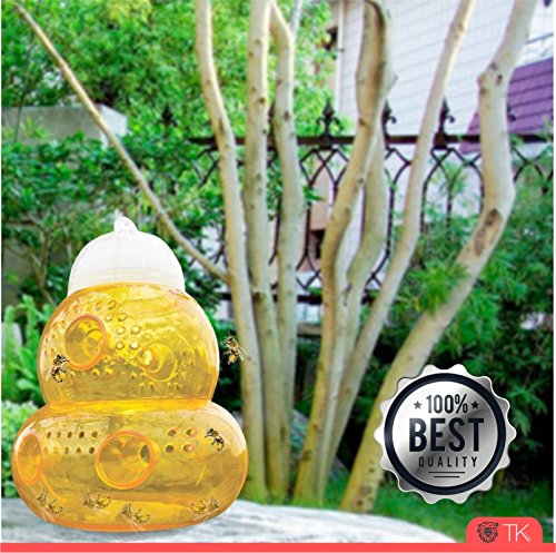 2x Wespenfalle / Bienenfalle / Insektenschutz / Fliegenfalle aus plastik Glas ohne Gift – Insektenabwehr, Mückenabwehr, Bienenabwehr, Hornissenabwehr Dauerköder für Indoor und Outdoor wie Garten, Balkon, Terasse von TK Gruppe - 3