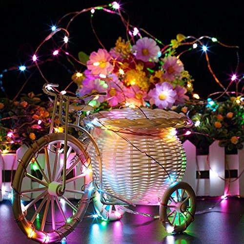 Eastlion Bunte Ferien 10 Meter Silber Draht Dekorieren Schnur Licht mit DC Power für Chrismas, Halloween, Silvester, Hochzeit Hintergrund Layout, Hotels, Restaurants, Bürogebäude, Wohnhaus, Schaufenster, Clubs, Konzerte, Warmweiß - 5