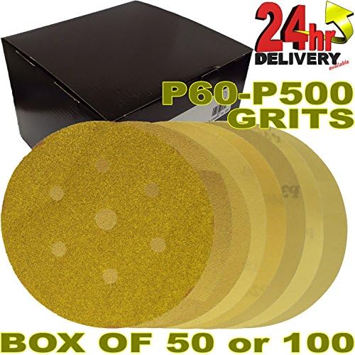 Pro Range Gold 2362819915UK Plain Boxed Hook'N'Loop HookIt DA 6" [150mm] Sanding Discs P150 Grit - Pack of 100 6+1 Hole Dust Extraction System Electric/Air Sanders Box of 100 Discs