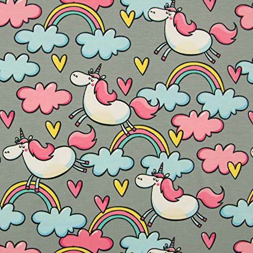 Jersey Stoff Einhörner & Regenbögen - 2