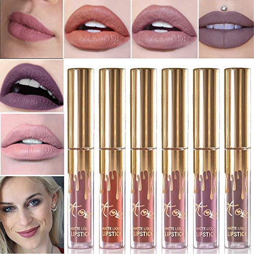 TOPBeauty 1Pcs Wasserdichtes Lippenstift Gloss Matt Lippenstift Matt Flüssig Lip Gloss #6 - 4