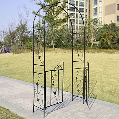 Rosenbogen Rankgitter Pergola Rankhilfe Torbogen Rosenhilfe Metall Tor Säule Gartentür Spalier Garten Standhöhe ca.214cm - 3