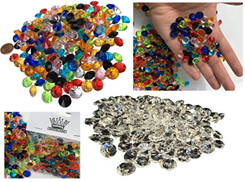 400 Stück 11mm glitzernde bunte + klare transparente Deko Diamanten Brillianten Strasssteine Acrylsteine transparent klar kristall basteln Gltzersteine Schmucksteine Strass Steine zum Verzieren Dekorieren von CRYSTAL KING