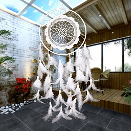 LUFA Lace Besetzt Kreisförmige Dreamcatcher mit Federn Wand Home Car Dekoration - 3