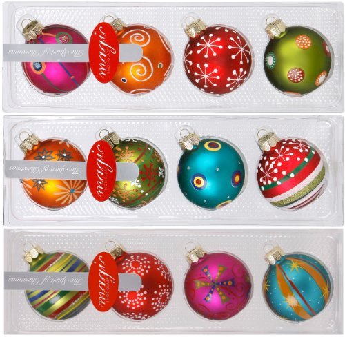 12 handbemalte Christbaumkugeln - Mille Fiori - ø 60 mm - Inge-Glas 66058 - Designer-Kugeln - handbemalte und verzierte Einzelstücke