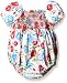 Pumpkin Patch Baby-Girls Rose Shirred All In One Floral Short Sleeve Footies, Off-White (Milk), 0-3 Months