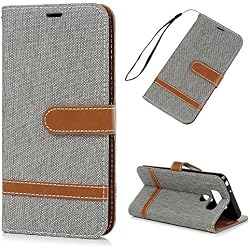 Funda LG G6 Libro de Suave Cuero PU Premium - YOKIRIN Carcasa Con TPU Silicona Case Interna Suave,Soporte Plegable,Ranuras para Tarjetas y Billetera,Cierre Magnético - Tela Vaquera,Gris