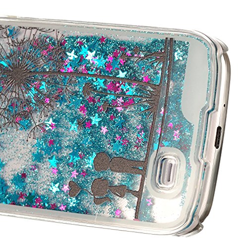 Für Samsung Galaxy S4 Hülle,Für Samsung Galaxy S4 Flüssigkeit Handyhülle,Funyye Luxus Luxuriös [Bunten Muster] Liebe Herzen Star Fließt Treibsand Durchsichtige Handytasche Glänzend Glitzer Diamond Diamant Fließen Flüssig Flüssigkeit Handyhülle Handy Hülle Case Tasche Crystal Case Durchsichtig Schutzhülle Etui Bumper Für Samsung Galaxy S4 + 1 x Frei Displayschutzfolie – Blau Glitter,Liebhaber Löwenzahn - 3