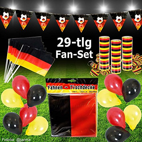 Murago Fan-Set 29 Teilig Deutschland Deko EM WM Fanartikel Fanpaket Fußballparty