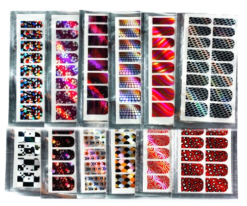 12 Set Different Trendy French Nail Art Tip Wrap Foils Sticker Kit S233 UK