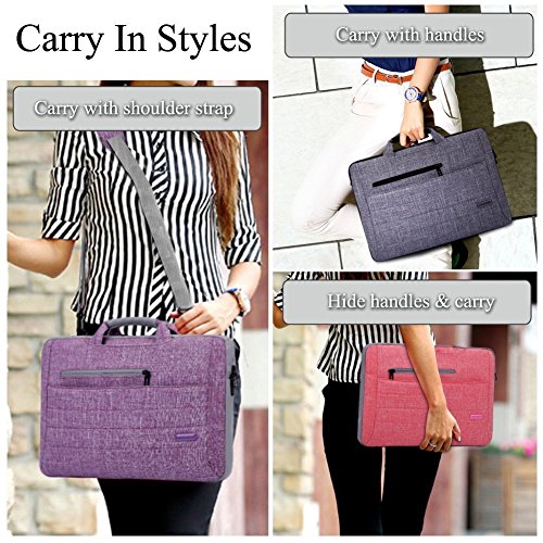 J-Bonest 15,6 Zoll Tragbar Laptop Tasche mit Schultergurt, Tragender Schulter-Beutel Hülle Tasche Aktentasche für Laptops / MacBook / Notebook (Grey) - 7