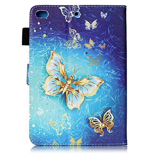 iPad Mini 1/2/3 Hülle, Deenor Bunte Malerei and Stylish Wallet Hülle PU Leather Abdeckung Stand Flip Schutzhülle Hülle für Apple iPad Mini 1/2/3 Generation.[Golden butterfly] - 3