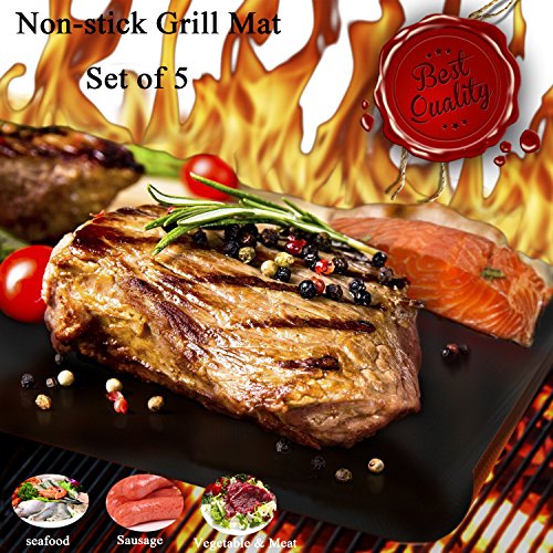 Vonimus BBQ Grillmatte 5er Set, Grillen und Backen Wiederverwendbar für Holzkohlegrill, Elektronischen Grill, Backofen, Dampf-Backofen, Mikrowelle - 4