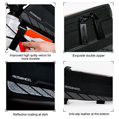 [Update Version] ieGeek Frame Bag lenkertasche Rahmentasche Fahrradtasche mit Handy-Platz für Iphone 7 7 Plus 6 Plus 6S 6 5S 5SE SAMSUNG Galaxy S7 edge S6 edge Galaxy NOTO5 NOTO4 und andere Telefon von klein als 5,7inch 1,9L - 6