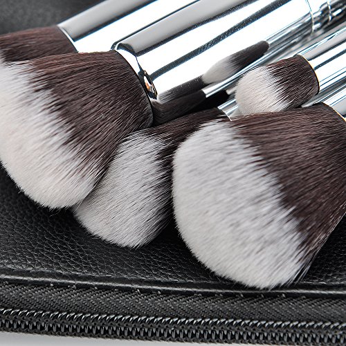 Make up Pinsel Set 15 Stück Kosmetische Bürsten Weiche Natürliche Haar Und Synthetisches Haar Natürliche hölzerne Handgriff-Berufsverfassungs-Bürsten mit Luxuxpu-ledernes Fall-Beutel-Beutel Best Für Geschenk - 3