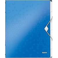 Leitz 46330036 Ordnungsmappe WOW, 6 Fächer, PP, blau metallic