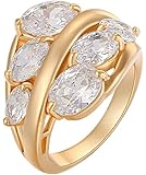 YAZILIND 18K Gorgeous Beautiful Rhinestone White Ring Women Jewelry Gold Plated