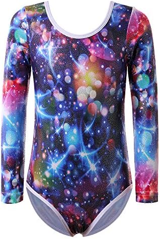 ZNYUNE Gymnastics Leotards for Girls Long Sleeve/Sleeveless Colorful Sparkle Athletic Ballet Dance Leotard for Kids 3-12 Years
