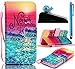 Produktbild Sunnycase PU Leder Bunt Muster Painted Klapp Schutzhülle Innen Weich TPU Rückseite Back Cover für Apple iPhone 6 PLUS / 6S Plus 5.5 Zoll Hüllen Shell Schale Backcover Flip Cover im Bookstyle - Buch Stil Wallet Case Slim Flip Cover Schlag-Abdeckung Standplatz-Funktion Ledertasche Etui Handyhülle mit Kreditkarteninhaber und Magnetverschluss, Handschlaufe + Lovely Fish Anti-Staub-Stecker Staub Schutz Stöpsel + Stylus Stift, Farbmalerei Never Stop Dreaming Rot Gelb Blau Ozean Design Pattern