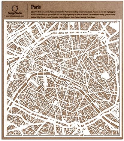 Paris Paper Cut Map White 30x30 cm Paper Art