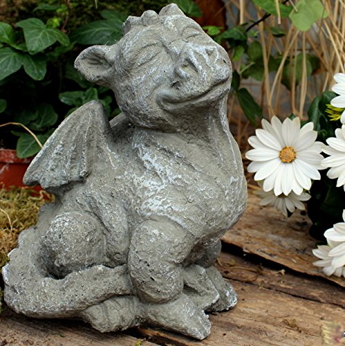 Drache sitzend-grau