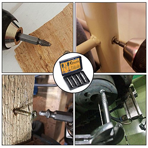 Kitclan Schraubenausdreher-Set, entfernen leicht beschädigte Schrauben, 4 Stück Schraubenentferner zum Entfernen aller Arten von Schrauben - 6