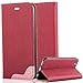 Produktbild Cadorabo Hülle für Apple iPhone 6 / iPhone 6S - Hülle in Pinky ROT – Handyhülle in Bast-Optik mit Kartenfach und Standfunktion - Case Cover Schutzhülle Etui Tasche Book Klapp Style