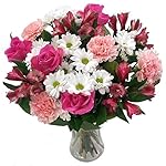 Clare Florist Precious Pink and White Bouquet, Gorgeous Fresh Pink Roses and Carnations Beautifully Arranged - The Perfect Gift for Your Special Someone