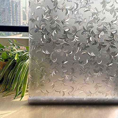 Jirvyuk Fensterfolie Dekorfolie Sichtschutzfolie Statische Folie Selbsthaftend (ohne Kleber) (90x100CM) - 4