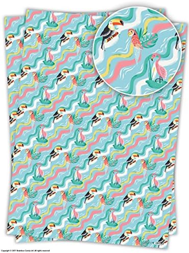 Funny Humorous ' Tropical Birds' Novelty Gift Wrap/Wrapping Paper (2 Sheets)