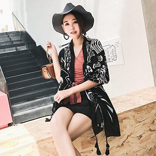 LLZWJ Shawl/Sunscreen/Decoration/Gift/Scarf Women'S Seaside Sunscreen Shawls Travel Scarf Photo Beach Towel Oversized Shawl Black And White