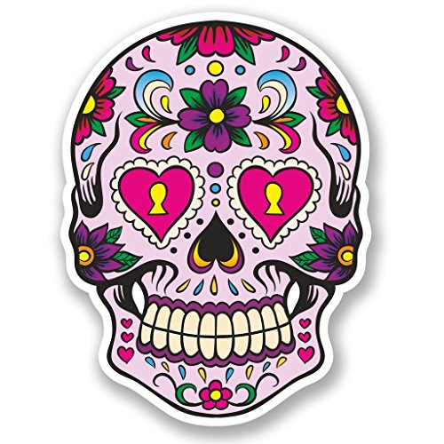 2 x Sugar Skull vinyl Aufkleber Aufkleber Laptop Reise Gepäck Auto Ipad Schild Fun # 5669 Stange - 15cm/150mm Wide