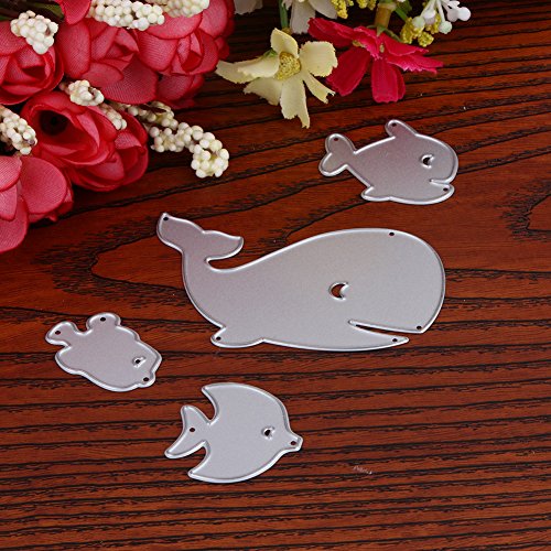 Amazingdeal365 4 PCS Fisch Metall Form Schablonen Schneiden DIY Dekor Sammelalbum Karten Buchzeichen Lesezeichen als Geschenk für Freunde Geburtstag Kinder,Kindergarten Hobby Schule Handarbeit Unterricht usw. Ein tolles Geschenk! - 7