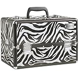 Beautify Professional Large Zebra Print Aluminium 8 compartment Beauty Box Cosmetics & Make Up Case