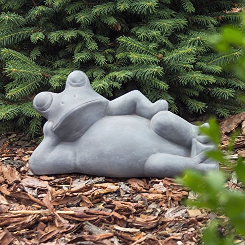Gartendeko Keramik-Frosch Gartenfigur Figur grau L 28,5 cm Frosch Figuren - 4