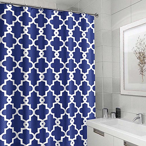 Nakital Duschvorhänge weiß Blue Top Qualität Anti-Schimmel Duschvorhang Digitaldruck inkl. 12 Duschvorhangringe für Badezimmer Art-I 180x180cm WC Zubehör Out of the