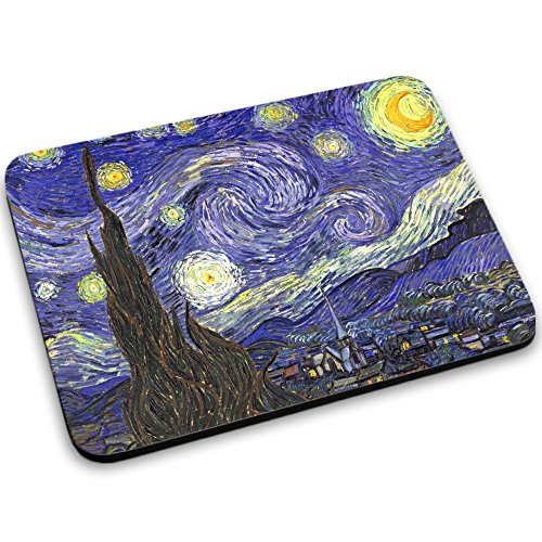 Van Gogh - Starry Night, Mousepad Anti Rutsch Unterseite für Optimalen Halt Kompatibel mit allen Maustypen (Kugel, Optisch, Laser) Ideal für Gamer und für Grafikdesigner.