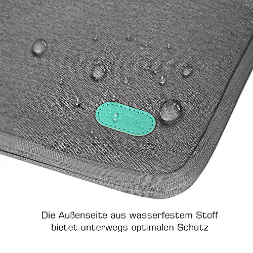 Ellitac® Laptophülle 15 Zoll 15,4 Zoll MacBook Pro Retina Laptop Ultrabook Schutztasche Sleeve Schutzhülle, Spritzwasserfest, Grau / Grün - 6