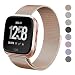 Produktbild Fitbit Versa Watch Armband,PUGO TOP Milanese Loop Magnet Edelstahlband Armband für Fitbit Versa Smartwatch (Groß, Roségold)