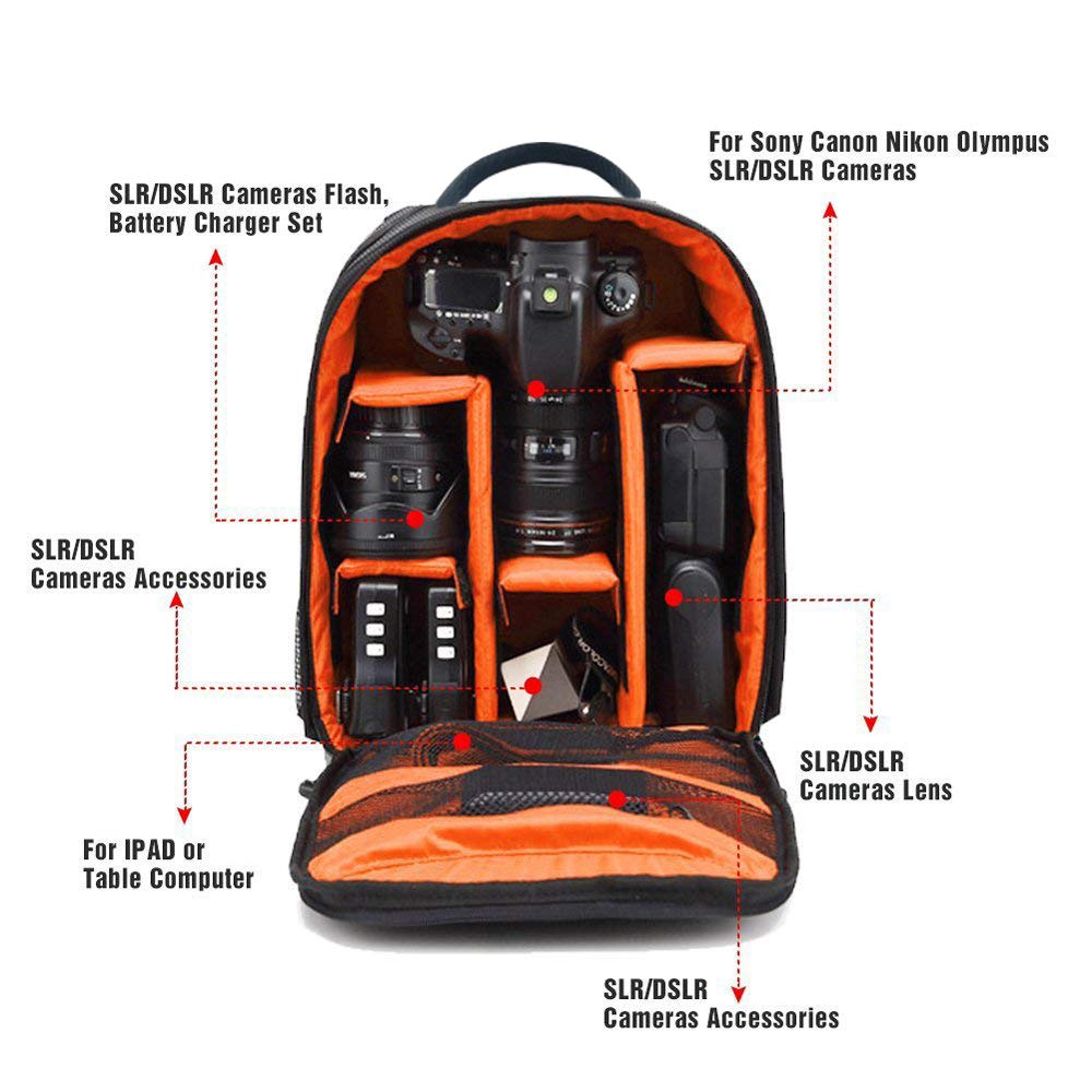 SMILEDRIVE Waterproof Dslr Standard Backpack Camera Bag, Lens Accessories Carry Case For All Slr Cameras - Image 8