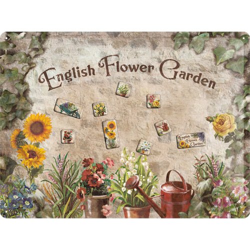 Nostalgic-Art 25004 Home und Country English Flower Garden Magnettafel, 30 x 40 cm inklusive 9 Magneten