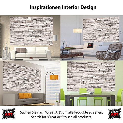 Fototapete Weiße Steinwand Wand-dekoration – Wandbild Steinmauer Poster-Motiv by GREAT ART (210 x 140 cm) - 4