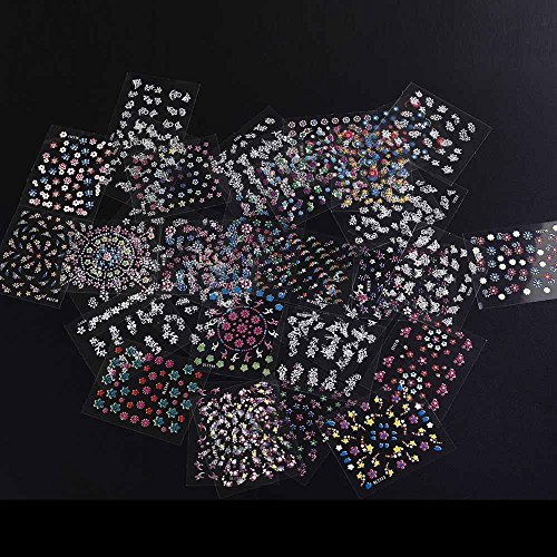 douself® 50 Sheet 3D Mix Color Floral Design Nail Art Stickers Flower Decals Manicure Beautiful Fashion Accessories Decoration