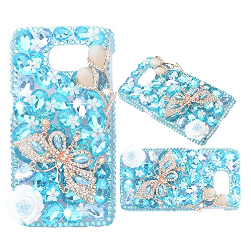 Preisvergleich Produktbild Spritech (TM) 3D handgemachte reine weiße Kristall Blume Bling Schmetterlings-Diamant-Entwurfs-harter Abdeckungs-Fall