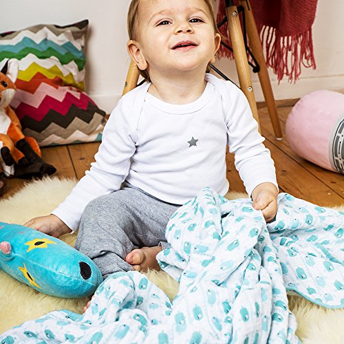 Emma & Noah Baby Kuscheldecke, extra weich und flauschig, 100% Baumwolle, Größe 120 x 120 cm, ideal als Babydecke, Einschlagdecke, Schmusetuch, Kinderwagendecke - 6